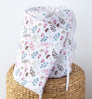 Loolay Bettnestchen PREMIERE! Blumenwiese ROSA Bettumrandung 420, 360, 210, 180 x 30cm, (Babynestchen Kopfschutz Neugeborene Blumen Babyausstattung GESCHENK für Mädchen, 100% Baumwolle Babybett Bettschutzgitter Umrandung Bettsprossen), LOOLAY® - 100% E...