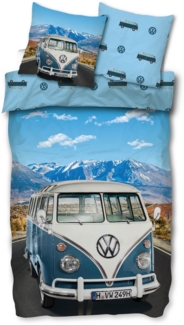 SkyBrands Volkswagen Bettwäsche VW Bulli T1 Panorama Renforcé 135 x 200 + 80 x 80 cm