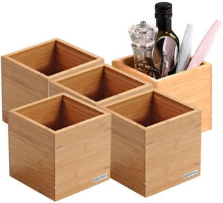 5er Set Küchenutensilienbox / Aufbewahrungsbox - Bambus