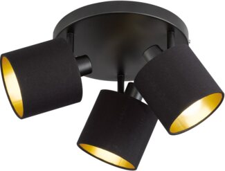 Deckenleuchte, schwarz gold, Spots verstellbar, 25 cm, TOMMY