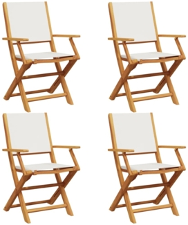 vidaXL Gartenstühle 4 Stk. Klappbar Cremeweiß Stoff und Massivholz 3214574