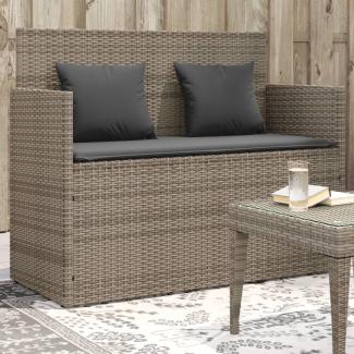 vidaXL Gartenbank mit Kissen Grau Poly Rattan 365763