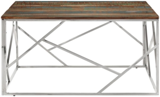 Couchtisch, Sofatisch Silbern Edelstahl und Altholz Massiv