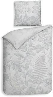Heckett & Lane Renforce Bettwäsche 135x200 Freyr Grey Gräser Blätter silber Wende