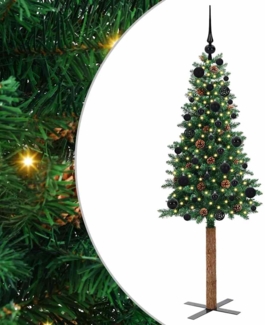 vidaXL Schlanker Weihnachtsbaum mit 150 LEDs mit Ständer Grün 150 cm 3394852