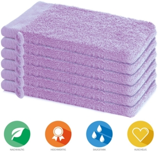 Lavea Waschhandschuh Bali, 16x22cm aus 100% Bio-Baumwolle, einzigartig weiche Waschhandschuhe mit Aufhänger (Set, 6-St), hochwertige und nachhaltige Premium Waschlappen - schonende Reinigung