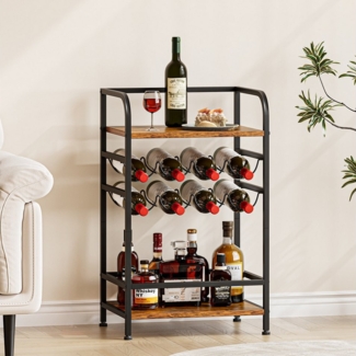 OUNUO Weinregal freistehend Flaschenregal 4 Etagen für 8 Flaschen 43 x 30 x 75 cm