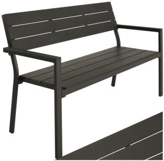 tectake Gartenbank Sitzbank Line 2-Sitzer mit Aluminiumrahmen 128 x 59 x 88 cm, 2-Sitzer