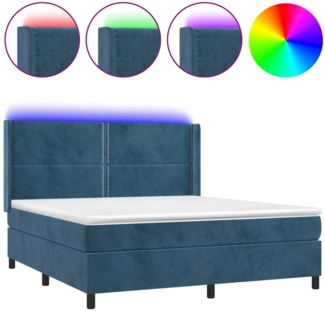vidaXL Boxspringbett mit Matratze & LED Dunkelblau 180x200 cm Samt 3139521