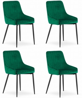Valora MONZA Stuhl, grüner Samt, ergonomisches Design, 4 Stück