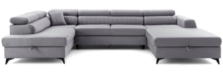 NEXT COLLECTION Ecksofa Piero U, elegante vertikale Nähte, Verstellbare Kopfstützen, mit Schalffunktion, mit Bettkasten