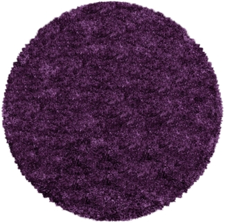 Hochflor Teppich Francesca rund - 80 cm Durchmesser - Lila
