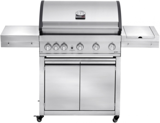 Grandhall 'Elite G5 Trolley' Gasgrill, 5 Brenner, 1 Sear Burner, 1 Heckbrenner, Edelstahl Silber, 138 x 62 x 119 cm