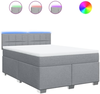 vidaXL Boxspringbett mit Matratze Hellgrau 140x190 cm Stoff 3288183