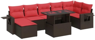 vidaXL 8-tlg. Garten-Sofagarnitur mit Kissen Braun Poly Rattan Akazie 3326525