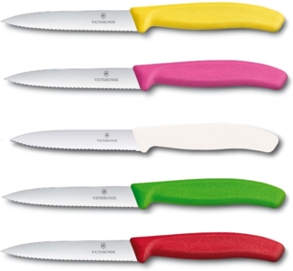 Victorinox | Swiss Classic Gemüsemesser Set | Wellenschliff | 10 cm | Bunter Mix | ideal für Tomaten und Obst | langlebig und präzise | spülmaschinengeeignet