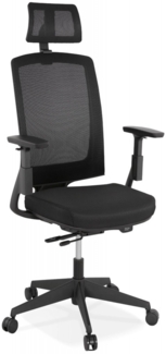 Ergonomischer Bürostuhl EXTRA | Ergonomischer Bürostuhl aus schwarzem Stoff und Kunststoffgestell | 73x70x131 cm Kadima Design