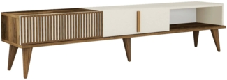Dmora Fernsehschrank Gordon, Ständer für Wohnzimmerfernseher, Niedriges Wohnzimmer-Sideboard, TV-Ständerbasis, 180x35 h40 cm, Walnuss und Creme