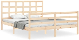 vidaXL Massivholzbett mit Kopfteil 160x200 cm 3193996