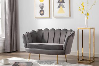 Vente-unique - Muschelsofa 2-Sitzer - Samt - Anthrazit - DANDELION von Pascal Morabito