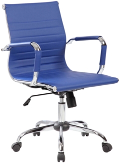 Dmora Stuhl mit Rädern Attilia, Chefsessel mit Armlehnen, Ergonomischer Bürostuhl, Blau, 62x54h92/102 cm