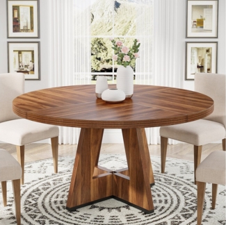Tribesigns Esstisch Runder Esstisch, Küchentisch für Esszimmer Wohnzimmer, 120 cm