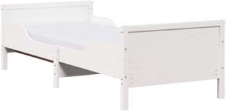 vidaXL Bettrahmen mit Matratze Weiß 80 x 200 cm Massives Kiefernholz 3385953