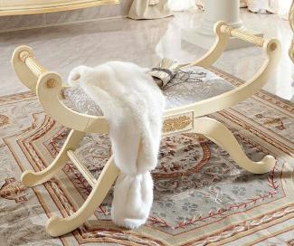Casa Padrino Luxus Barock Sitzbank Creme / Gold / Grau - Handgefertigte Bank im Barockstil - Italienische Barock Möbel - Luxus Möbel im Barockstil - Luxus Qualität - Made in Italy