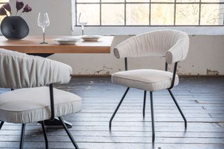 KAWOLA Stuhl RUNA Esszimmerstuhl Stoff cremeweiß 82 x 59 x 60 cm