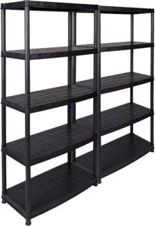 Set: 2 x Kreher DELUXE - Schwerlastregal 18 Zoll (Schwarz), Maße: 92,5x45,8x185 cm