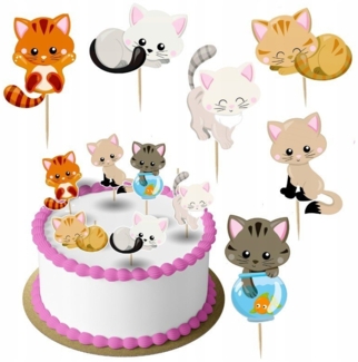 Festivalartikel Tortenstecker Cat Katze Topper Set 6 Stk Geburstag Torten Deko Kuchen Junge
