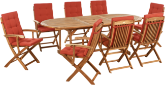 Gartenmöbel Set 8-Sitzer MAUI PREMIUM Akazienholz Rot