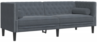 vidaXL Chesterfield-Sofa mit Nackenrollen 3-Sitzer Dunkelgrau Samt 372694