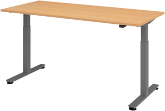 bümö elektrisch höhenverstellbarer Schreibtisch Buche 180x80 cm, Gestell: Graphit - Büroschreibtisch höhenverstellbar elektrisch, elektrischer Bürotisch & Gaming Tisch, Stehschreibtisch, XMST-19-6-G