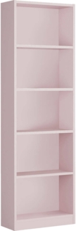 Dmora Artico Bücherregal, Hohes Bücherregal mit 5 Regalen, Büro- oder Schlafzimmerregal, Modernes Regal mit Fächern, 52x25h180 cm, Rosa