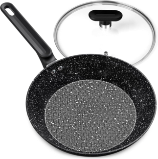 Bratpfanne mit Deckel 26cm, Induktion Granitpfanne antihaftbeschichtet