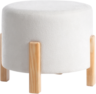 Pouf TERRY Chenillegewebe Cremeweiß 53 cm 53 cm 43 cm