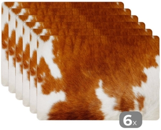 MuchoWow Platzset Eine melierte Kuhhaut, (6-St), Platzsets, Tischset, Abwaschbar, Tischsets, Platzdeckchen