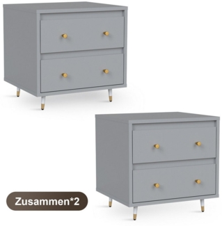 Lexzurn Nachttisch Nachttisch(1-St/2-St), Beistelltisch mit 2 Schubladen (Modern abgeschrägte Kante, Nachtschränkchen), Nachtschrank für Schlafzimmer, Wohnzimmer