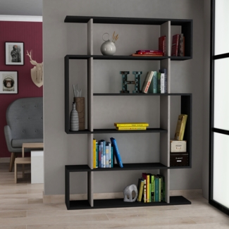 Bücherregal, 'Mito', 161 x 25,5 x 110, Anthrazit, Hellbraun