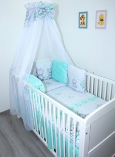 Primawela Babybettwäsche Bettwäsche Bettset MINKY - 6 x Kissen -6t -Nestchen Chiffon Himmel