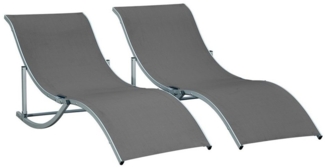 Outsunny Gartenliege ergonomisch Aluminium Texteline Dunkelgrau