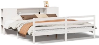 vidaXL Massivholzbett mit Regal ohne Matratze Weiß 200x200 cm Kiefer 3321861