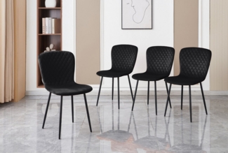 JYMTOM Esszimmerstuhl mit Rücklehne und Beinen aus Metall, Retro-Design (4 St), Polsterstühle für Küche, Esszimmer und Bar, 85.5×58×45.5cm