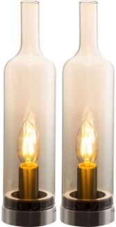 2x Tischleuchte, Metall, Glas, Amber, E14, H 33 cm