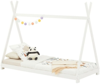 IDIMEX Kinderbett ELIN, Tipibett Hausbett Spielbett Zeltbett Zelt Tipi Bett mit Dach aus Kiefe