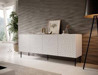 Domando Sideboard Lamezia M2 Modern Breite 190cm, aufwändig gefräste Fronten, hohe Füße in Weiß Matt