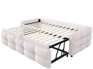 autolock Ausziehbett Polsterbett, Ausziehbares Schlafsofa,Teddy Samt Stoff