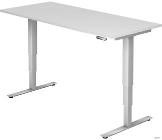 Sitz-Steh-Schreibtisch elektrisch XDSM19 180x80cm Weiß Gestellfarbe: Silber