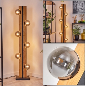hofstein Stehlampe Stehlampe aus Holz/Metall/Glas in Natur/Schwarz/Rauchfarben, ohne Leuchtmittel, Stehleuchte im Retro/Vintage-Design mit Glasschirmen, 120 cm, 6 x G9